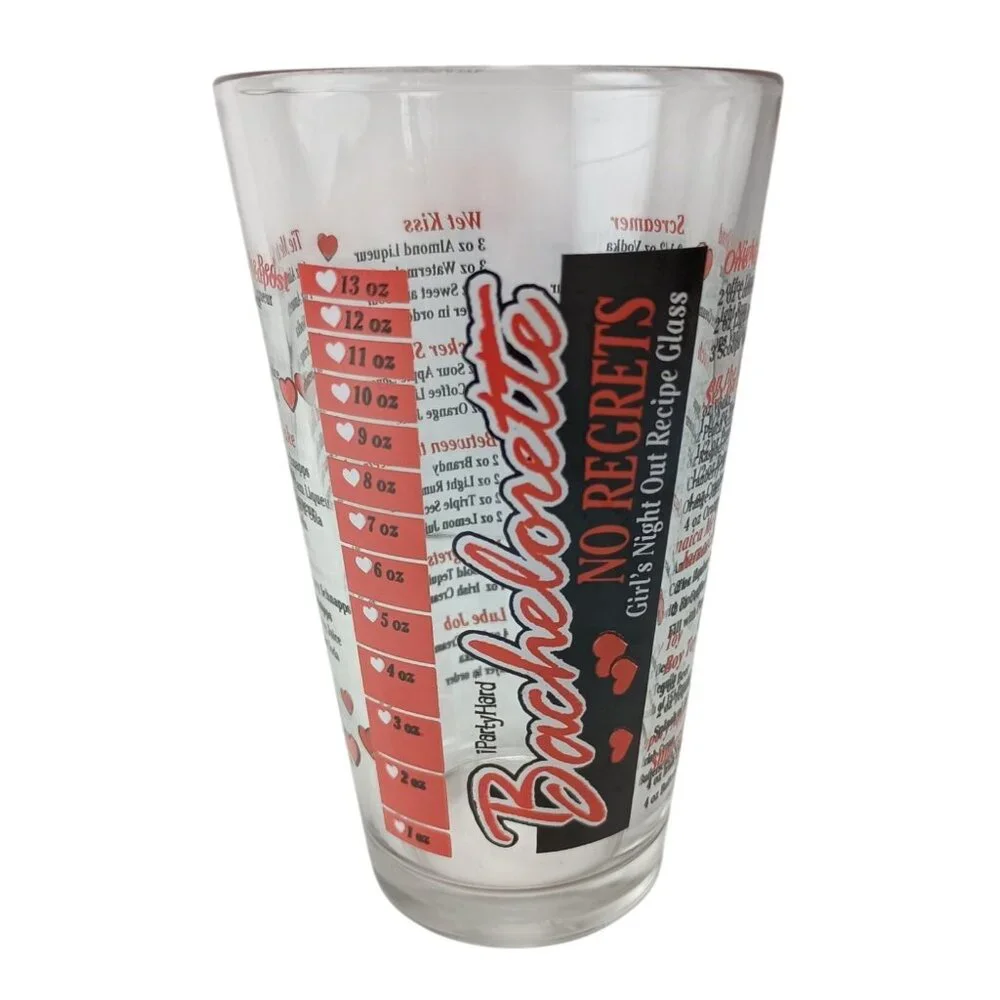 Bachelorette No Regrets Girl's Night Out Recipe Tumbler Glass 18  Recipe